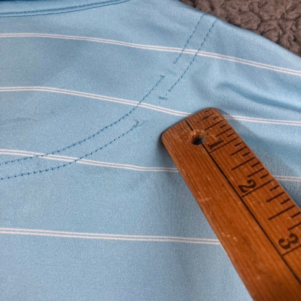 FootJoy Mens Large Light Blue Striped Short Sleeve Golf Polo Shirt FJ Logo - Picture 7 of 12